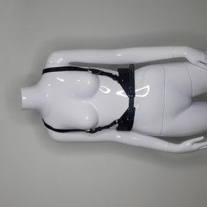 Black Faux Leather Harness Bondage Goth Cosplay